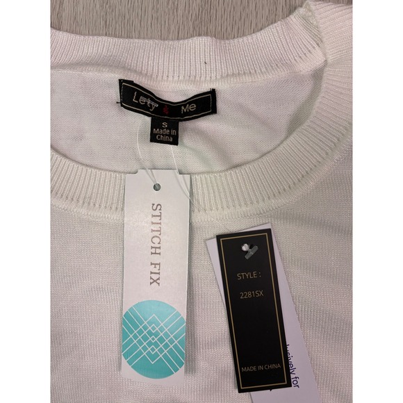 Lety & Me Vittoria Pointelle Sleeve Sweater Off White Size S Stitch Fix - Picture 3 of 8